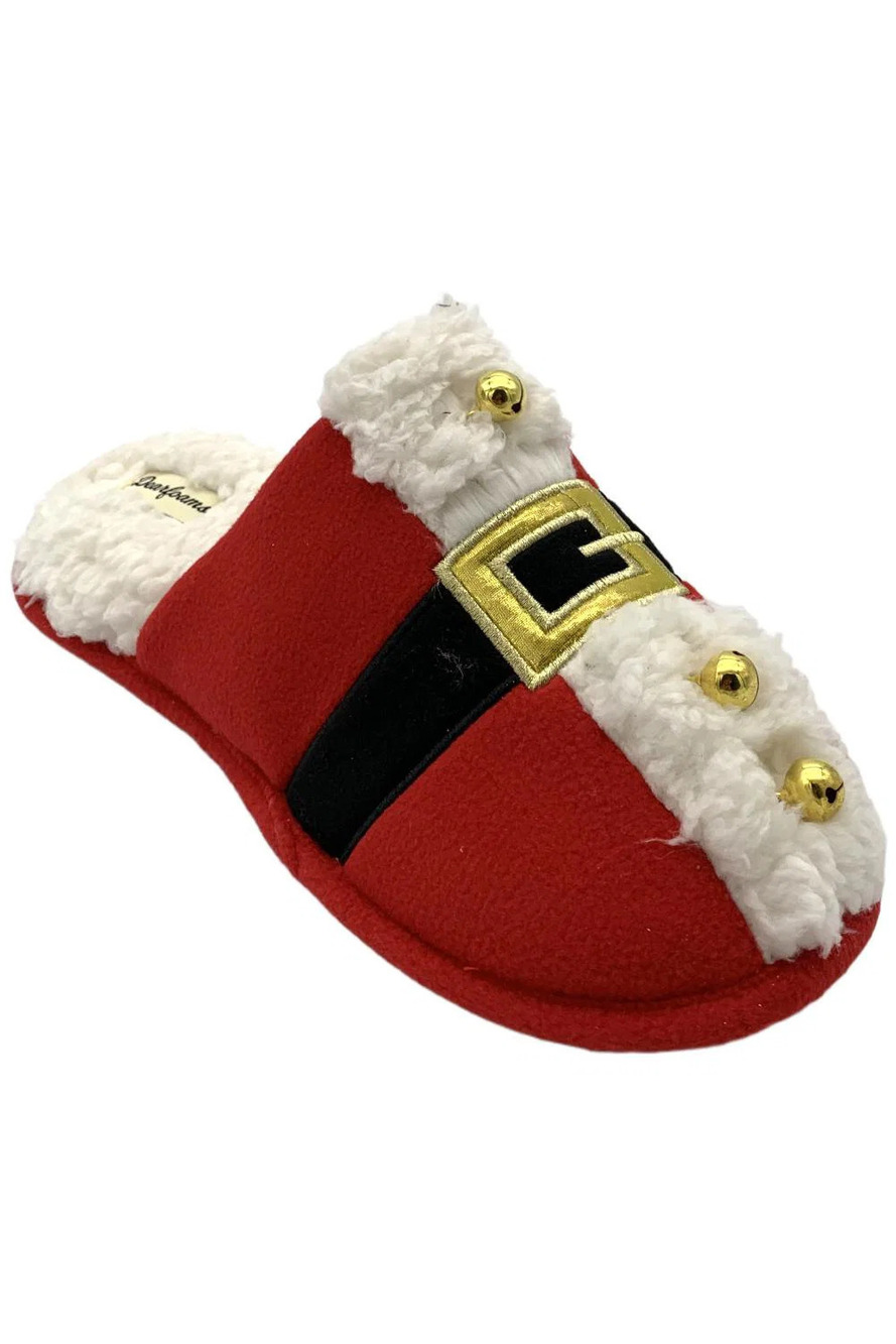 Dearfoams Men's Holiday Novelty Scuff Slippers Red Buckle - Medium